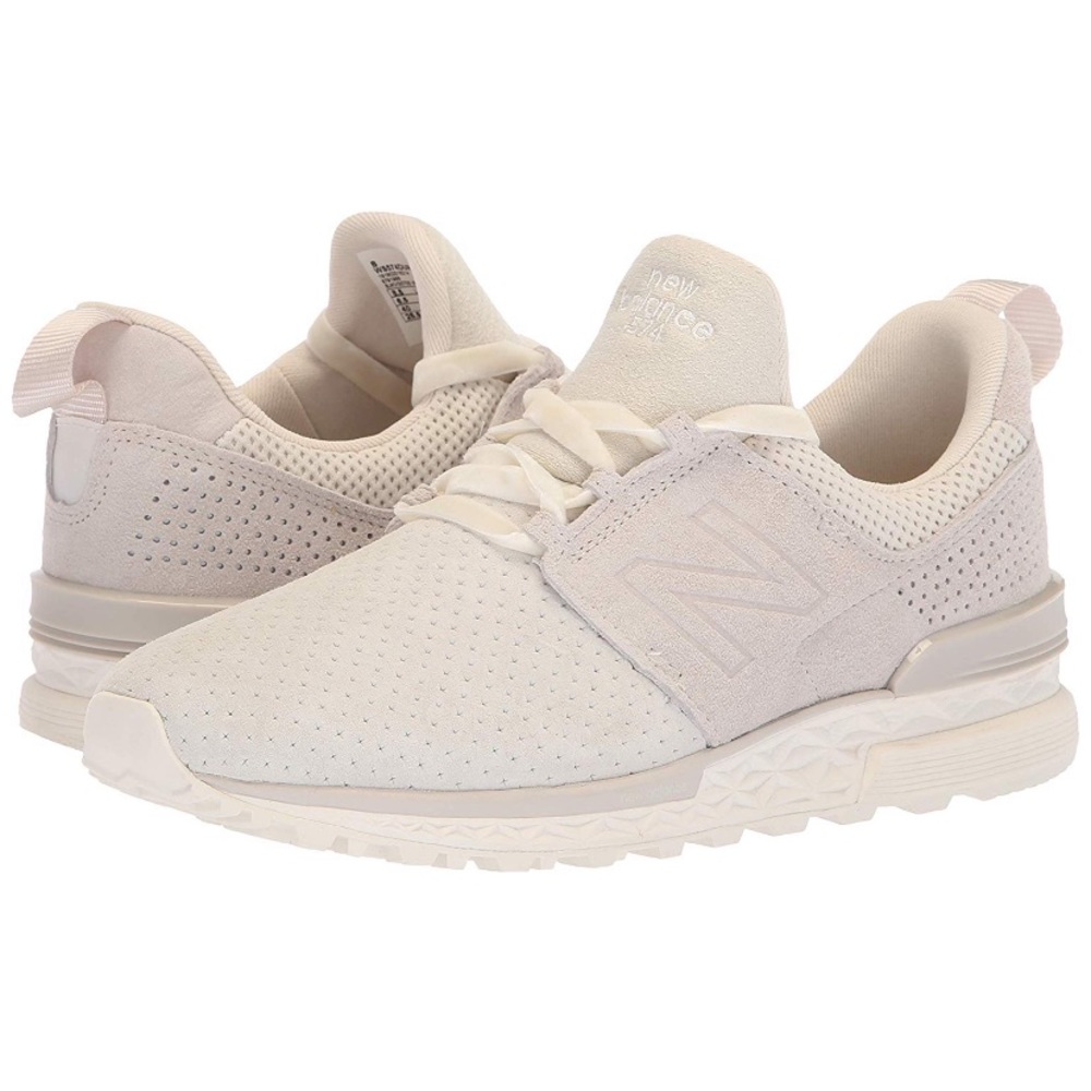 White velvety new balance shoes